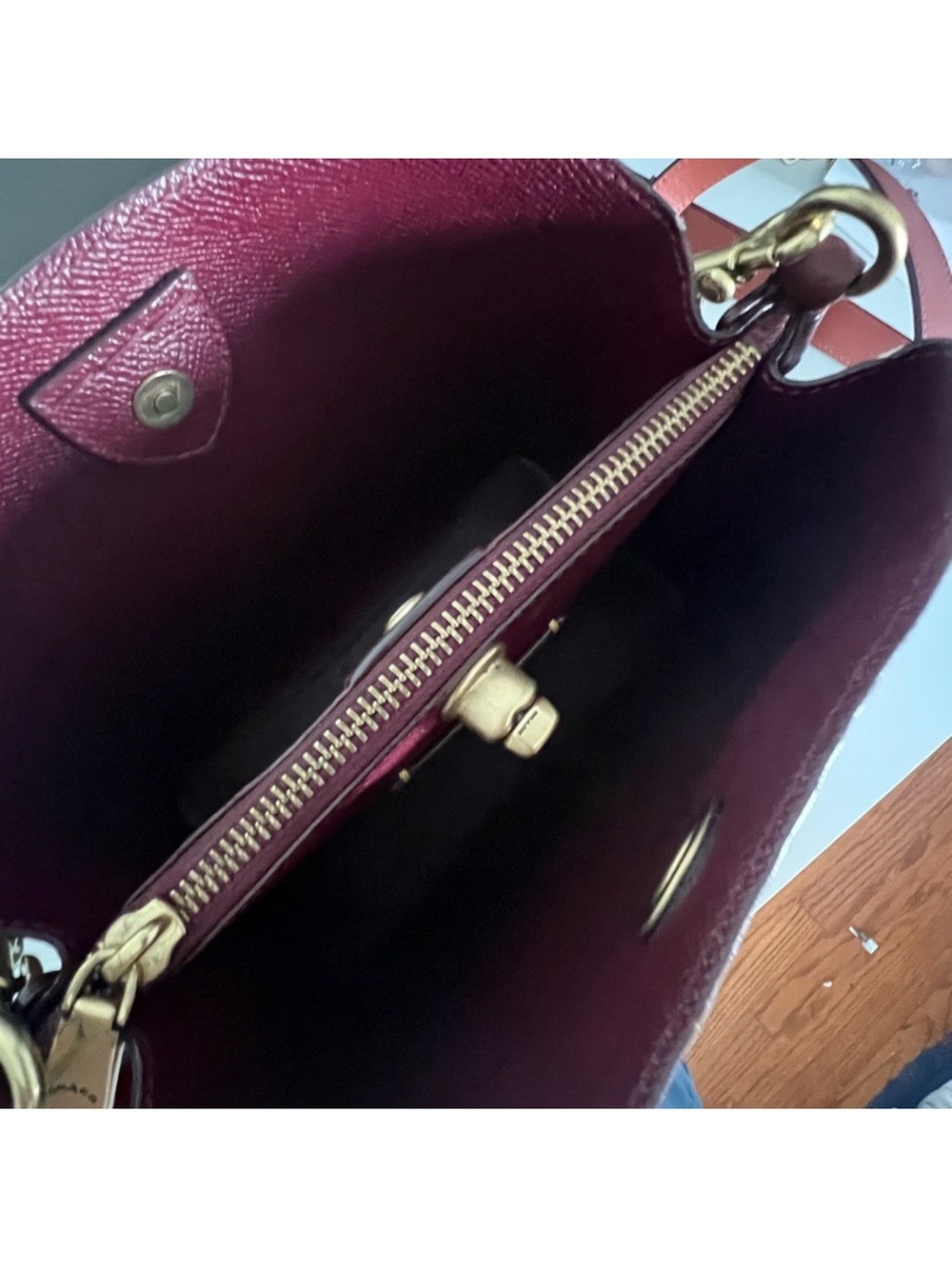 Coach Signature Canvas Shoulder Bag in Brown and Rust - Picture 6 of 10